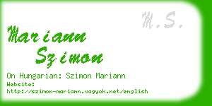 mariann szimon business card